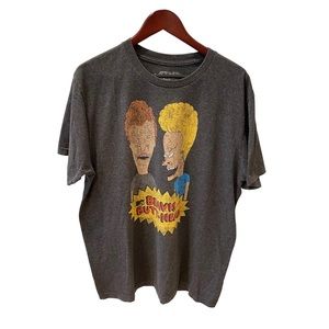 Retro Beavis Butthead MTV TShirt Gray Cartoon Y2K XL Kidcore SNL